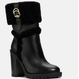 COACH black HARLEY shearling boots